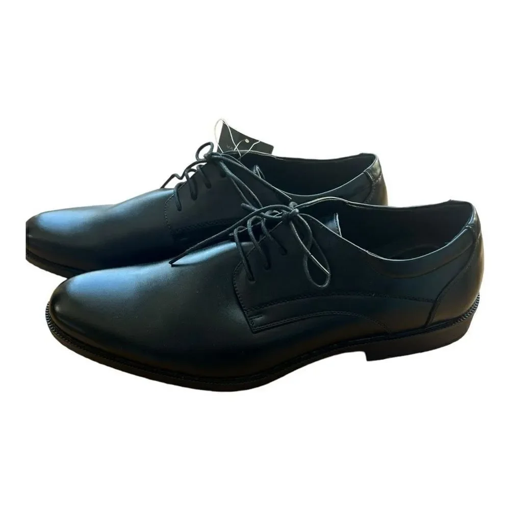 NWOB Van Heusen Larry Black Oxford Lace Up Dress Shoes Memory Foam sz 13